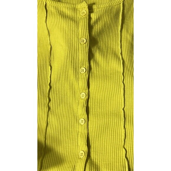 Art Class Girls Yellow Lime Green Ribbed Short Sleeve Bottom Up Top  Med 7/8 - Picture 3 of 6